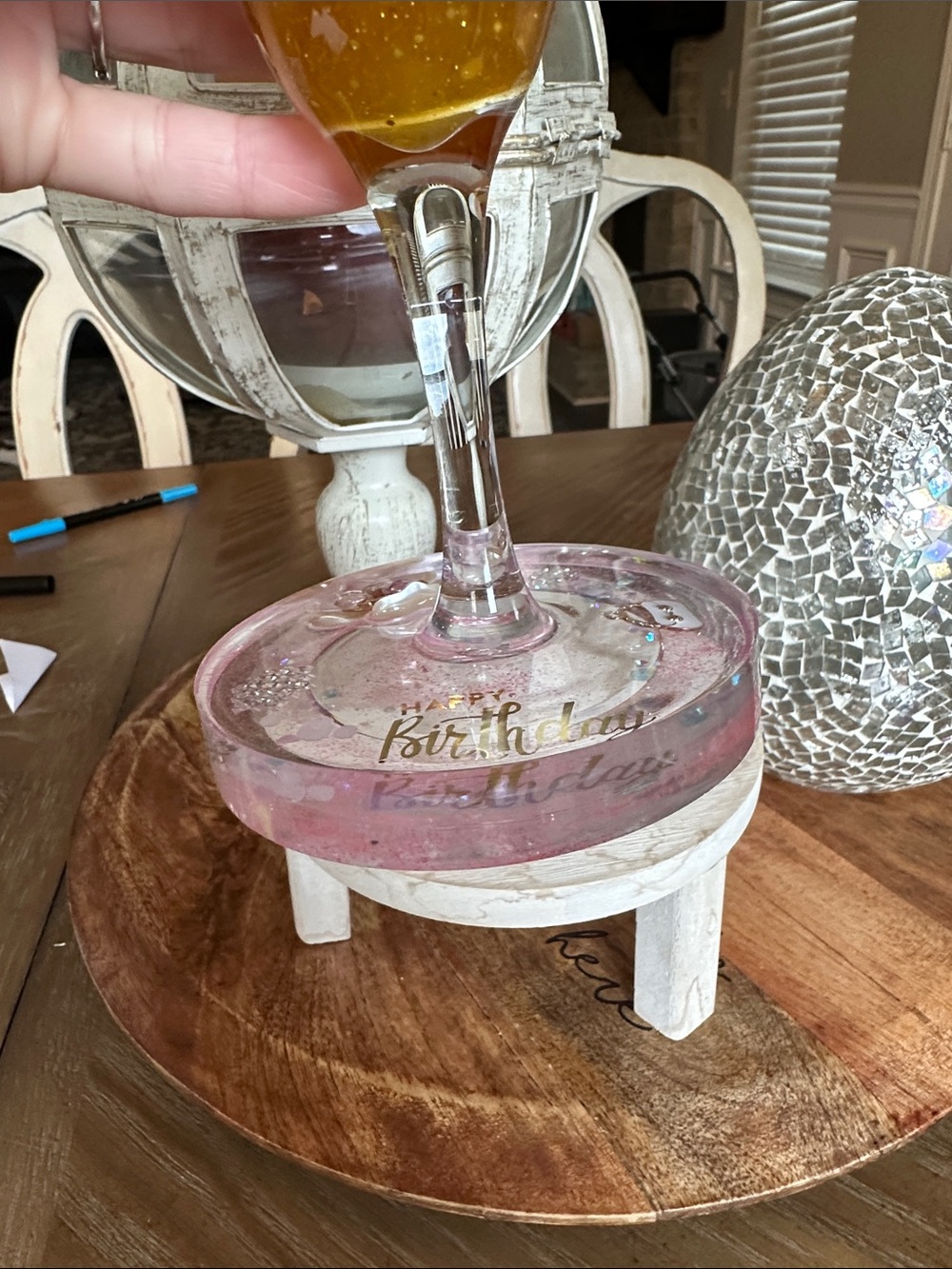 🎉Birthday🎉Glass Champagne Flute gel wax candle-vanilla coconut - Picture 4 of 8